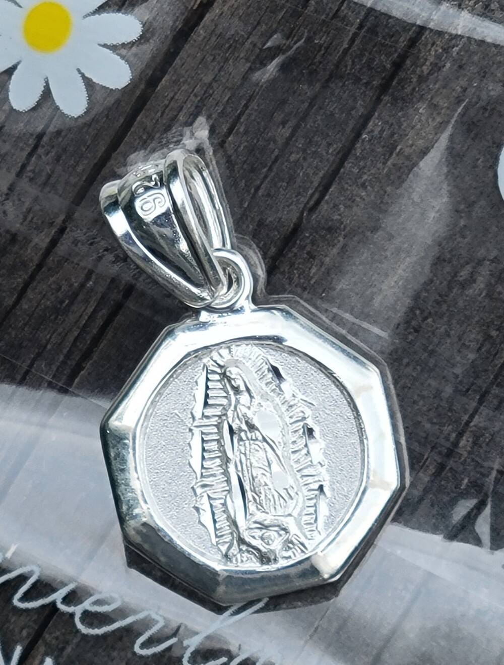 Solid 925 Sterling Silver Double-Sided Jesus & Virgin Mary Guadalupe Pendant